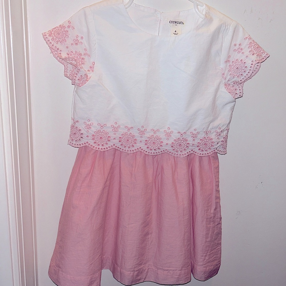 Crewcuts Pink & White Eyelet Toddler Girls Dress - size 4